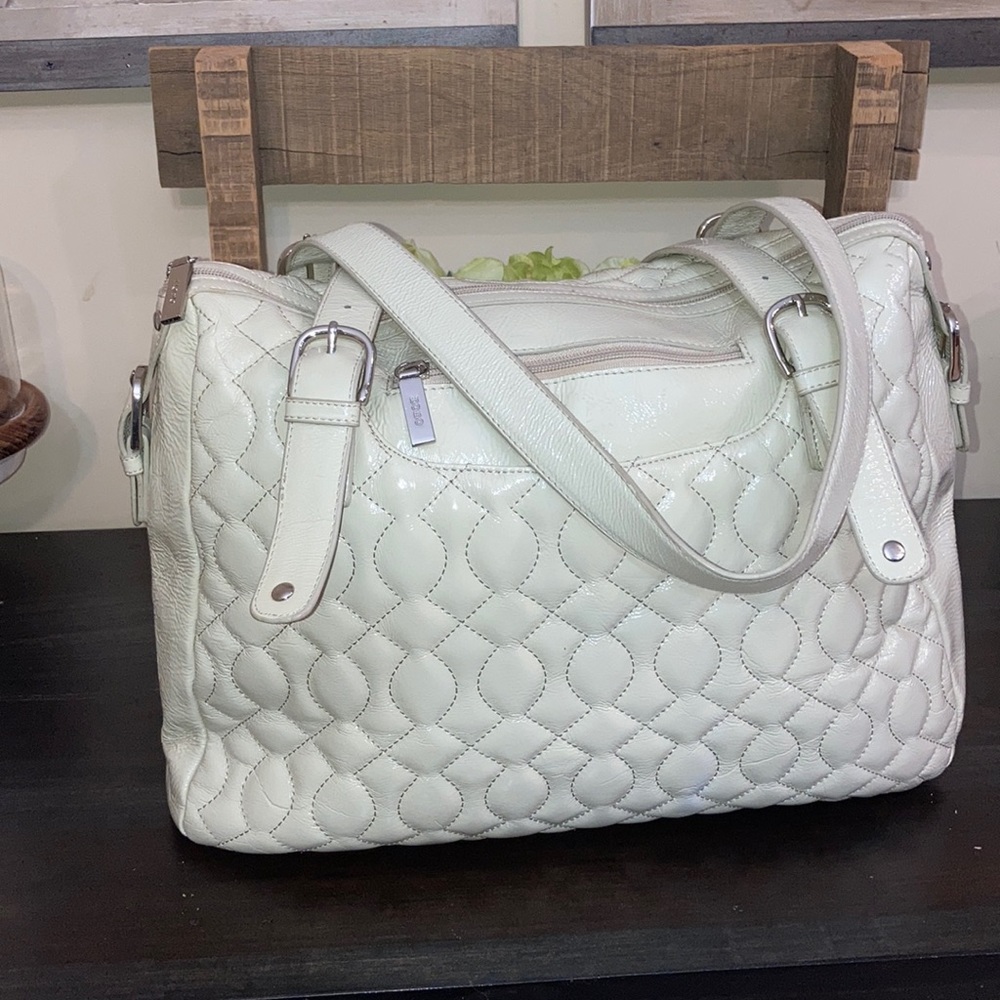 Hobo International Cream Quilted Patient Leather Shoulder Handbag
